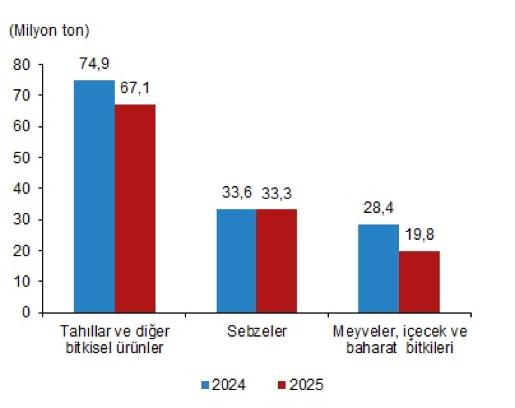 TÜİK: 2025’te Bitkisel Üretimde Gerileme Bekleniyor